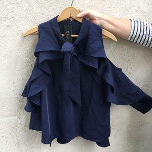Billowy navy blue blouse